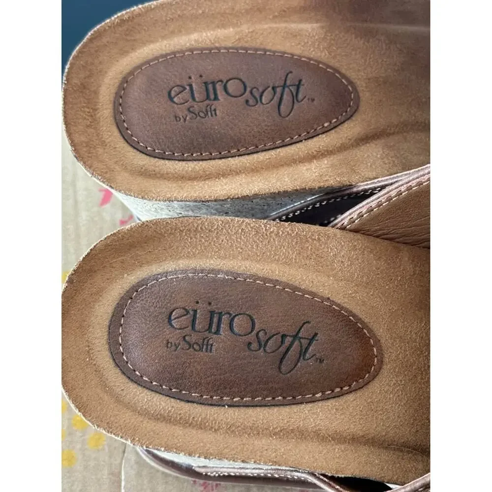 New Eurosoft by Sofft Brown Wedge Sandals Women's 8.5